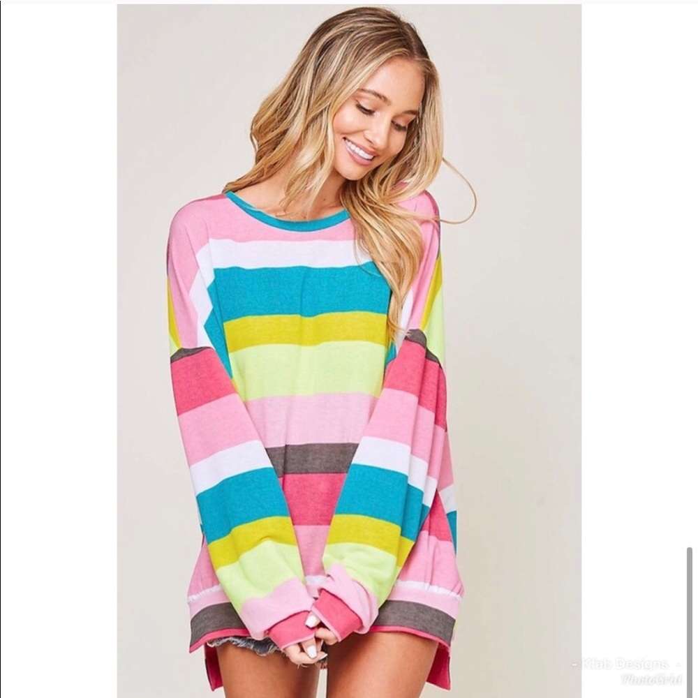 New! Soft knit multi stripe lightweight top - Picture 7 of 7